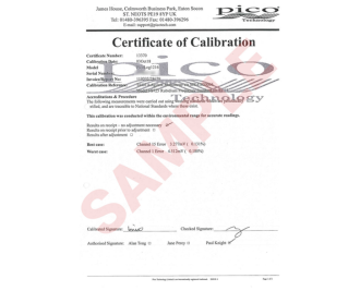 Calibration certificate for voltage input data logger - PT. Sumber Instrumindo